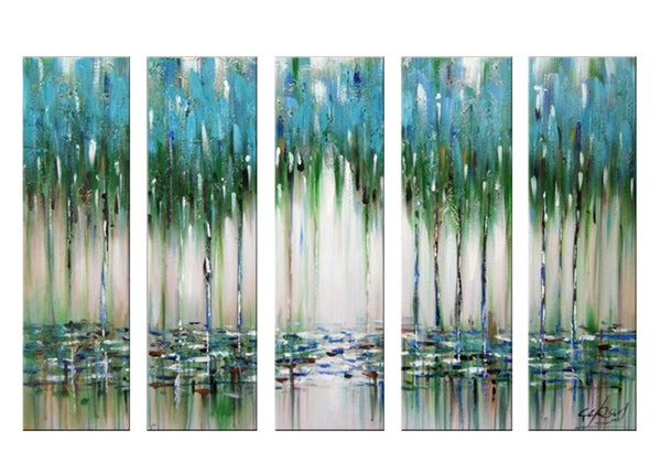 Overlook- Abstract Blue & Green Painting 1144 - 50x 32in
