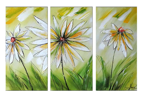Modern White and Green Floral Art 1160 - 36x32in
