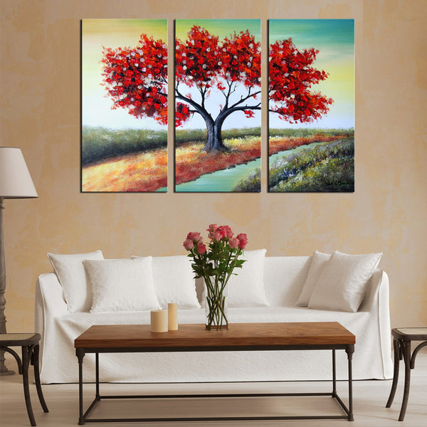 Colors of Nature - Red Tree Landscape Wall Art 1189 - 42x32in