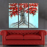 Red Leaves - Huge Tree Canvas Wall Art 1223 - 36x32in