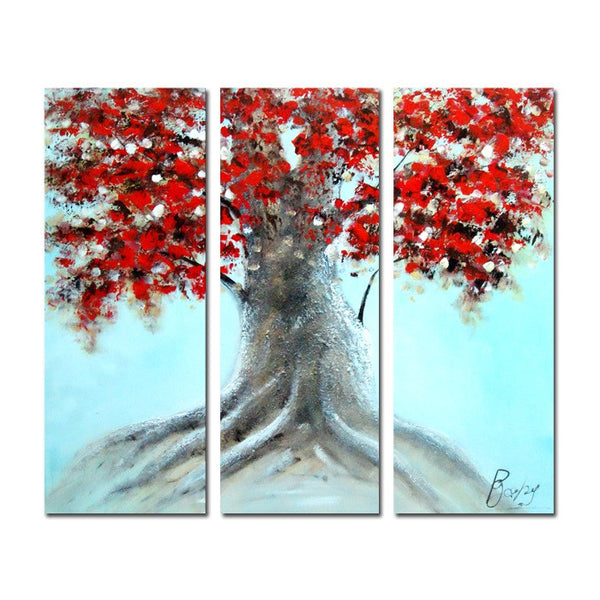 Red Leaves - Huge Tree Canvas Wall Art 1223 - 36x32in