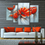 Open to the Sky - Red Floral Canvas Art 1322 - 46x32in