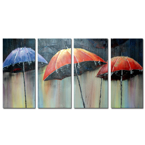 Dance in the Rain - Umbrella Canvas Art 1162 - 48x28in