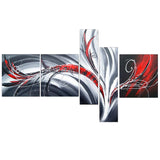 Red Grey Abstract Painting 143 - 64x34in