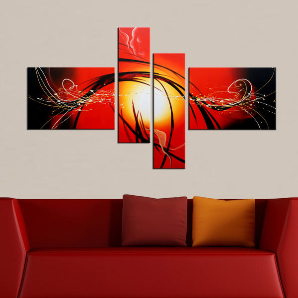 Red Abstract Canvas Art Painting 168 - 63x36in