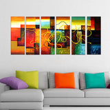 Large Abstract Oil Painting Multicolor 6 Panels - 263 - 60x32in