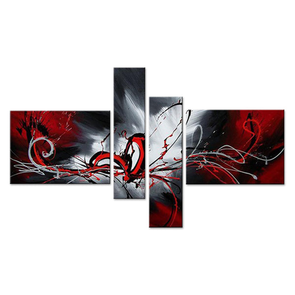 Red Abstract Canvas Painting 279 -  63x33in