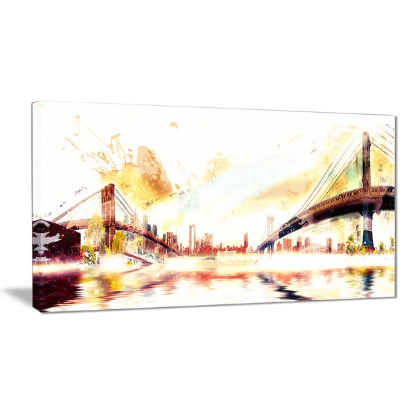 Golden Bridges Cityscape - Large Canvas Art PT3306