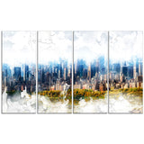 Abstract Blue Cityscape  - Large Canvas Art PT3312