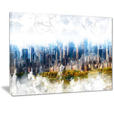Abstract Blue Cityscape  - Large Canvas Art PT3312