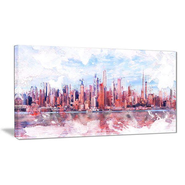 Pink Bay Cityscape  - Large Canvas Art PT3321