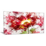Red Abstract Sunflower - Floral Canvas Artwork
