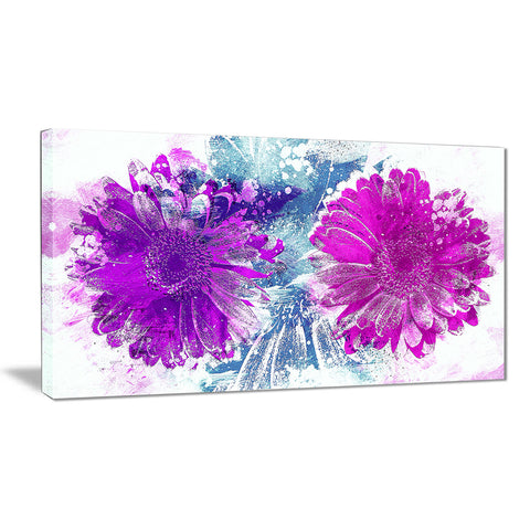 Pink and Purple Sunflowers - Floral Canvas Artwork