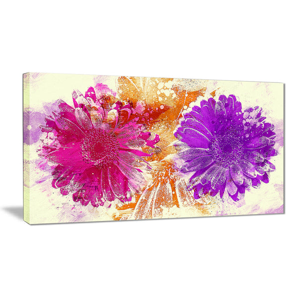 Pink and Purple Sunflowers - Floral Canvas Artwork