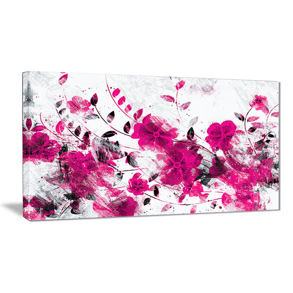 Pink Trail of Flowers - Floral Canvas Artwork