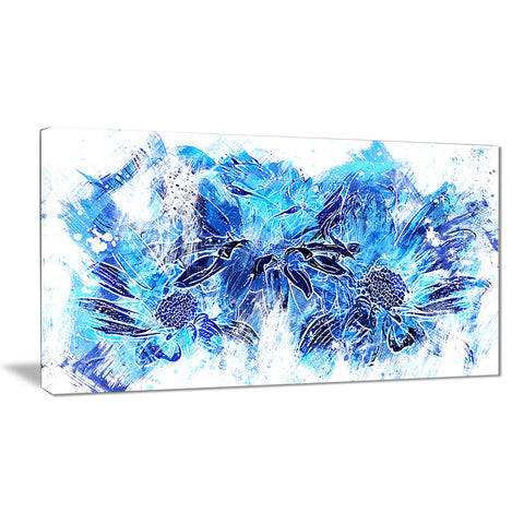 Electric Blue Flowers - Floral Canvas Artwork