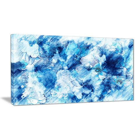 Blue Abstract Flowers - Floral Canvas Artwork
