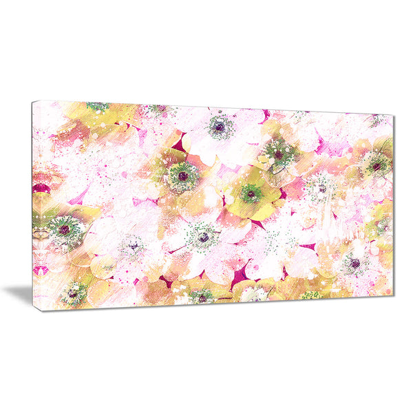 Pink and Yellow Flower Bed - Floral Canvas Artwork