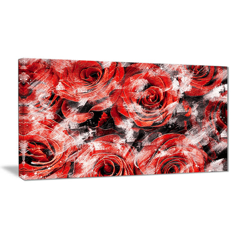 Red Rose Garden - Floral Canvas Artwork