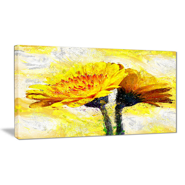 Pair of Yellow Flowers - Floral Canvas Artwork