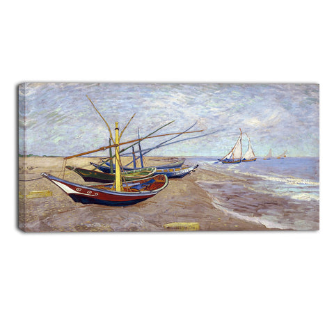 MasterPiece Painting - Van Gogh Fishing Boats on the Beach at Saintes