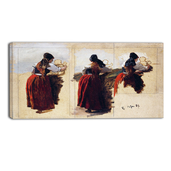 MasterPiece Painting - Han Gude Studies of a Woman from Rugen