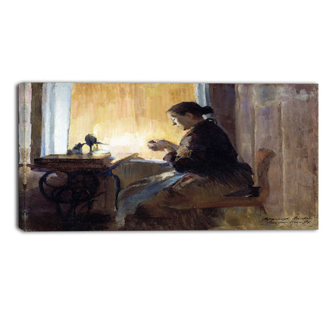 MasterPiece Painting - Harriet Backer By Lamp Light