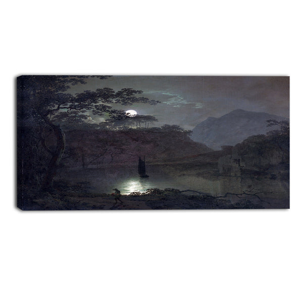 MasterPiece Painting - Joseph Wright A Lake by Moonlight