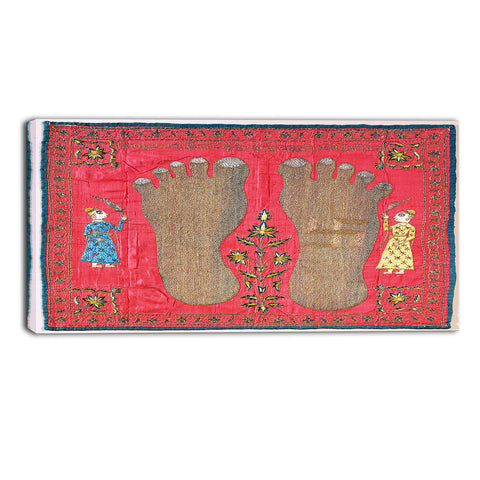 MasterPiece Painting - Wall Hanging Depicting the Feet of a Jain Monk 32Wx16H