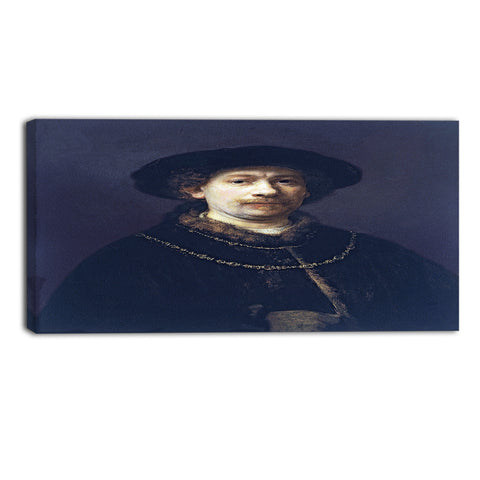 MasterPiece Painting - Rembrandt Harmensz Self Portrait wearing a Hat and two chains