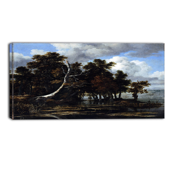 MasterPiece Painting - Ruisdael Oaks at a lake with Water Lilies