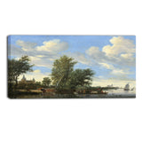 MasterPiece Painting - Salomon van Ruysdael River Landscape with Ferry
