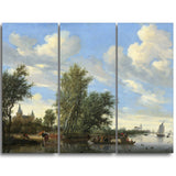 MasterPiece Painting - Salomon van Ruysdael River Landscape with Ferry