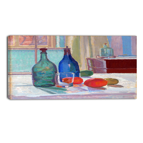 MasterPiece Painting - Spencer Frederick Blue and Green Bottles and Oranges