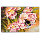 bee sitting on flower floral canvas artwork PT6020