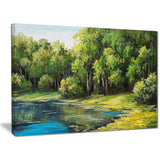 Summer Day Lake in Forest Landscape Canvas Artwork