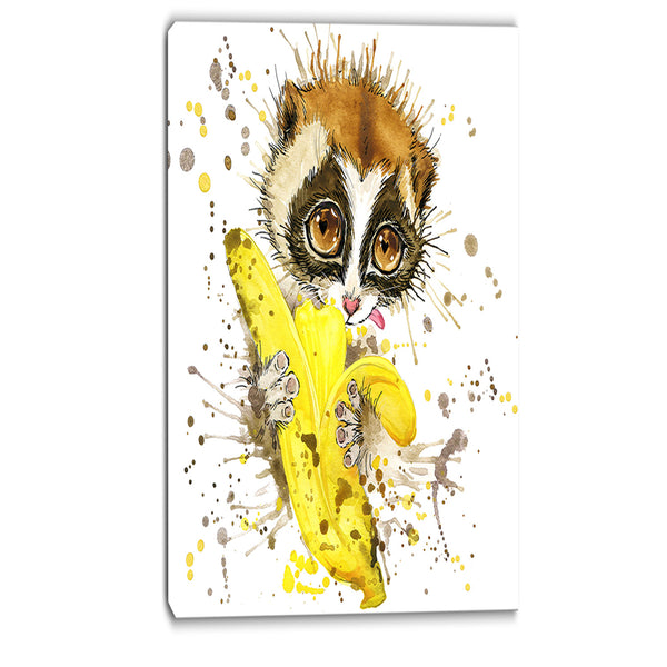 lemur eating banana graphics art animal canvas print PT6061