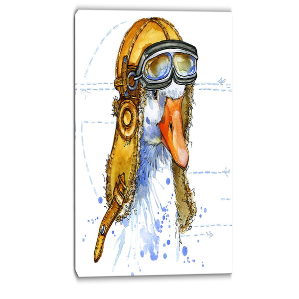 funny goose aviator hat animal canvas artwork PT6063