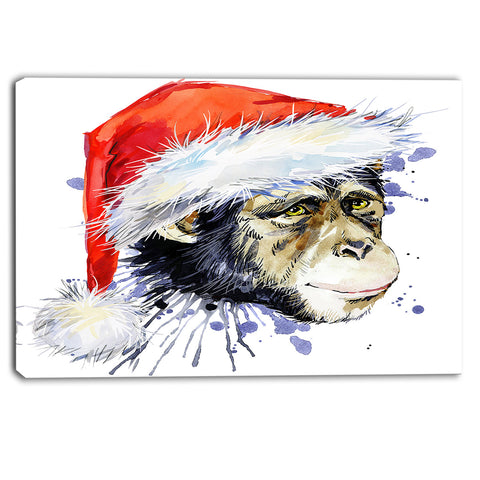 monkey santa clause animal canvas artwork PT6065