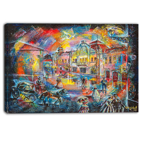 night city with people cityscape canvas artwork PT6074