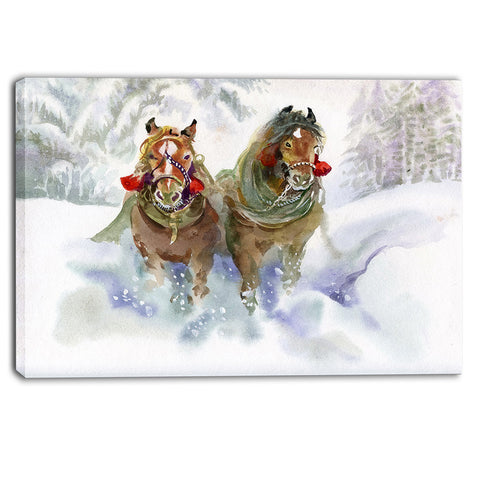 horses running in winter animal canvas print PT6076