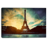 eiffel tower retro style cityscape canvas wall art print PT6079