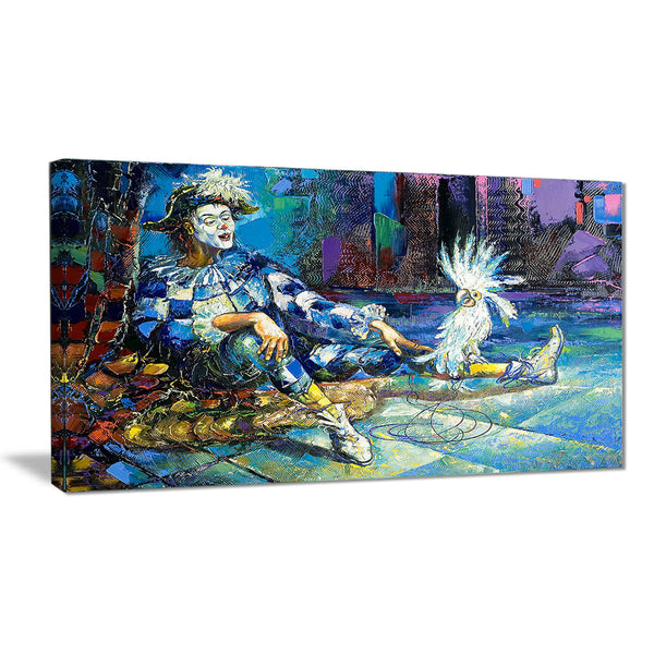 the harlequin and white parrot contemporary canvas print PT6080