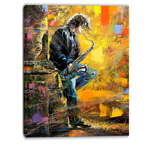 man with saxophone contemporary canvas artwork PT6081