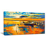 boat and jetty at sunset landscape canvas artwork PT6084
