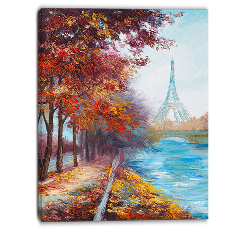 eiffel tower view in fall landscape canvas artwork PT6103