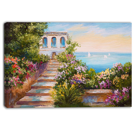 house near the sea landscape canvas artwork PT6104