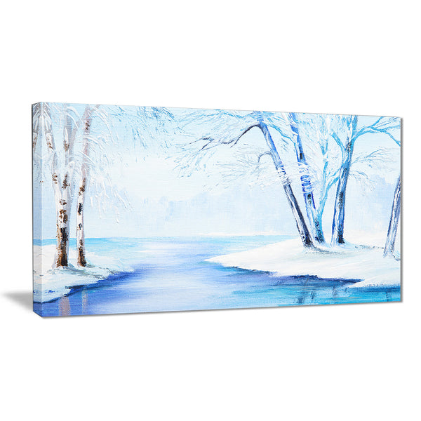 river in snowy winter landscape large canvas art PT6108