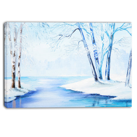 river in snowy winter landscape large canvas art PT6108