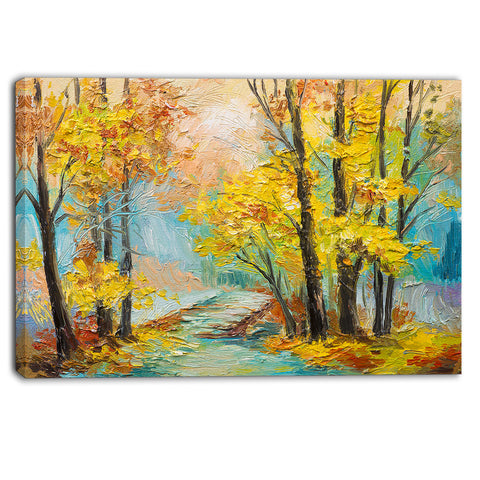 yellow falling forest landscape canvas art print PT6111